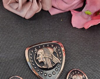 Ensemble Vintage égyptien .broche et boucles d'oreilles clips.motif égyptien/ Style antique. Fabriqués en Allemagne