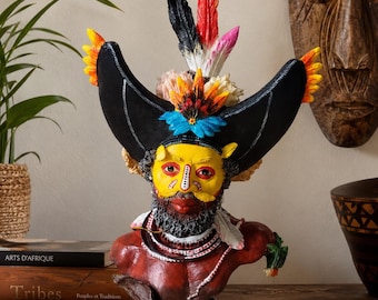 Zeldzame buste van een Huli-man uit Papoea-Nieuw-Guinea, Veronese 2001 – Tribes of the World – Met originele doos, label en boekje.