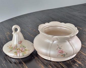 Pot décoratif vintage de la marque Berger - Céramique florale romantique-made in Italy. Collection Berger Romantique