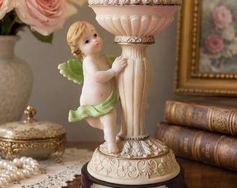 Vintage Louis Dionne Cherub Candlestick | Decorative Cupid Angel | Romantic Classic Style Candle Holder