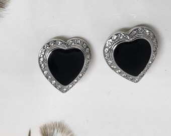Schitterende zwarte hartjesoorbellen, glamoureuze accessoire