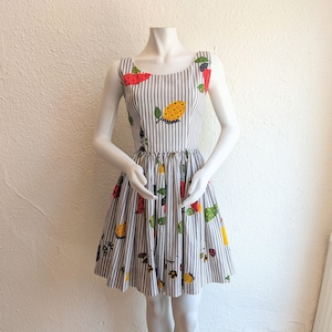 Vintage 50s Dress 1950s 1960s 60s Fruit Themed Dress by Gallant California XS