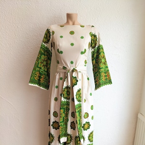 Vintage 60s 1960s 1970s 70s Kamehameha Hawaiian Maxi Dress
