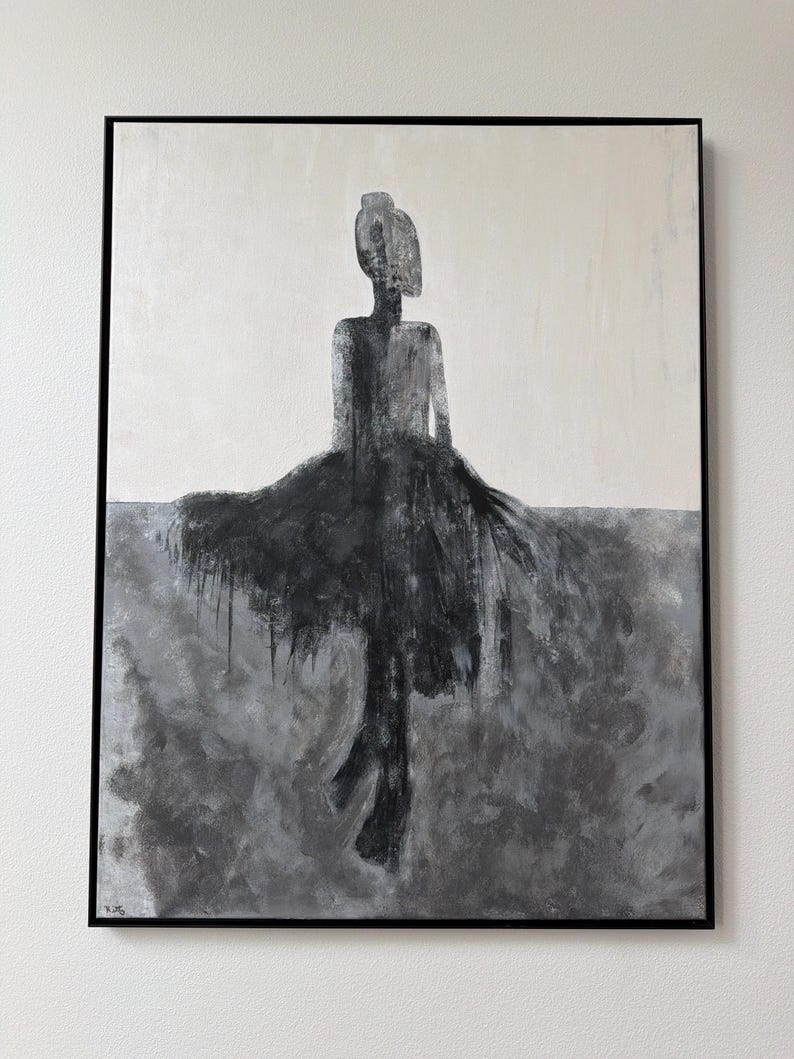 Abstract Woman Art Print, Black & White Figure Painting - Etsy