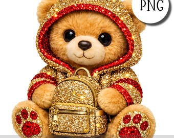 Osito de peluche rojo con diamantes de imitación PNG, adorable osito de San Valentín con corazón, ilustración para sublimación, pegatinas, impresión y manualidades, azul