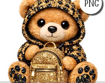 Osito de peluche negro con diamantes de imitación PNG, adorable osito de San Valentín con corazón, ilustración para sublimación, pegatinas, impresión y manualidades