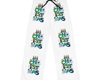 Pantalones de pijama con estampado tipográfico navideño / Ropa de dormir navideña