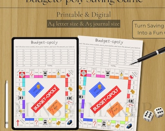 Haushalt-opoly Sparspiel | 52 Wochen Geld-Challenge (Druckbare PDF A4/A5 )