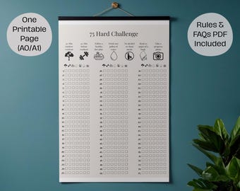 75 Hard Challenge Tracker | Druckbares A0 A1 Poster & iPad PDF (Digitaler Download)