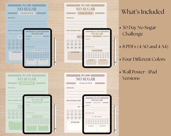 30 Tage Kein Zucker Challenge Printable Habit Tracker, iPad PDF Digitaler Download