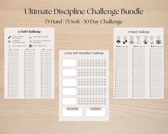 Ultimative Disciplin Challenge Bundle | 75 Hart, 75 Weich & 30 Tage Zucht | Digitale Wandposter + iPad Planer | Druckbares PDF