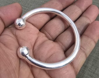 Handmade Sterling Silver Torque Bangle: Heavy Solid 925 Silver Mens Jewellery