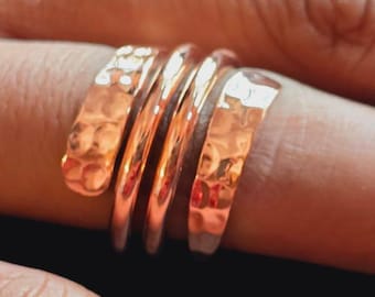 Handmade Copper Ring, Adjustable Double Band, Arthritis Pain Relief