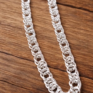 Solid 925 Sterling Silver Franco Chain Necklace, Interlink Bracelet Set, Handcrafted Mirror Finish