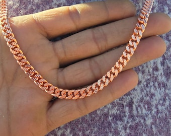 Handmade Pure Copper Cuban Link Chain, Antique Style Bracelet Necklace