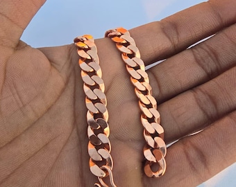 Pure Copper Handmade Cuban link Chain,Necklace And Bracelets Antique Style Bracelet Necklace