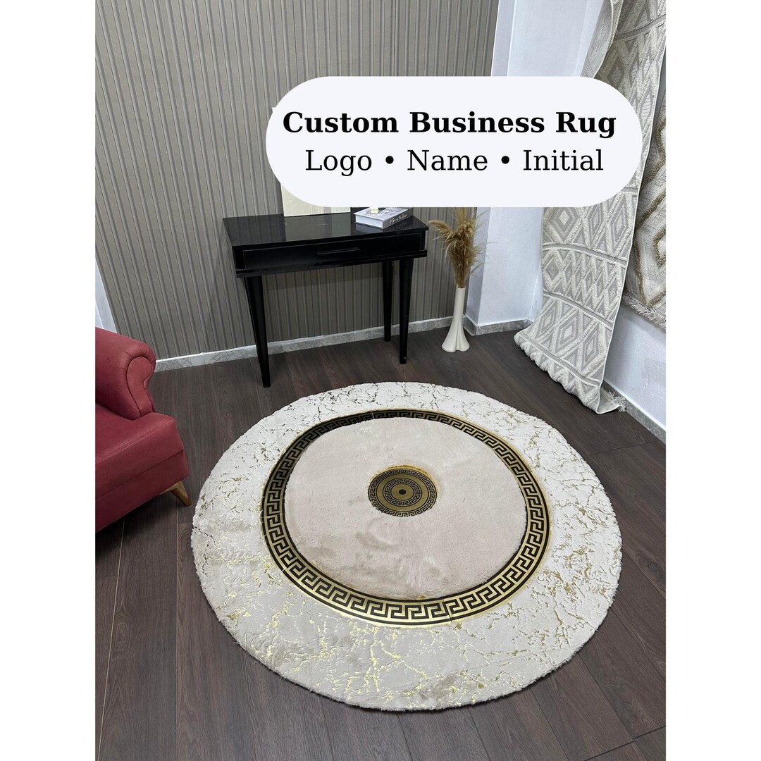 Round Rug Logo Custom Business Logo Rug | Name or Initial Office Mat - Etsy