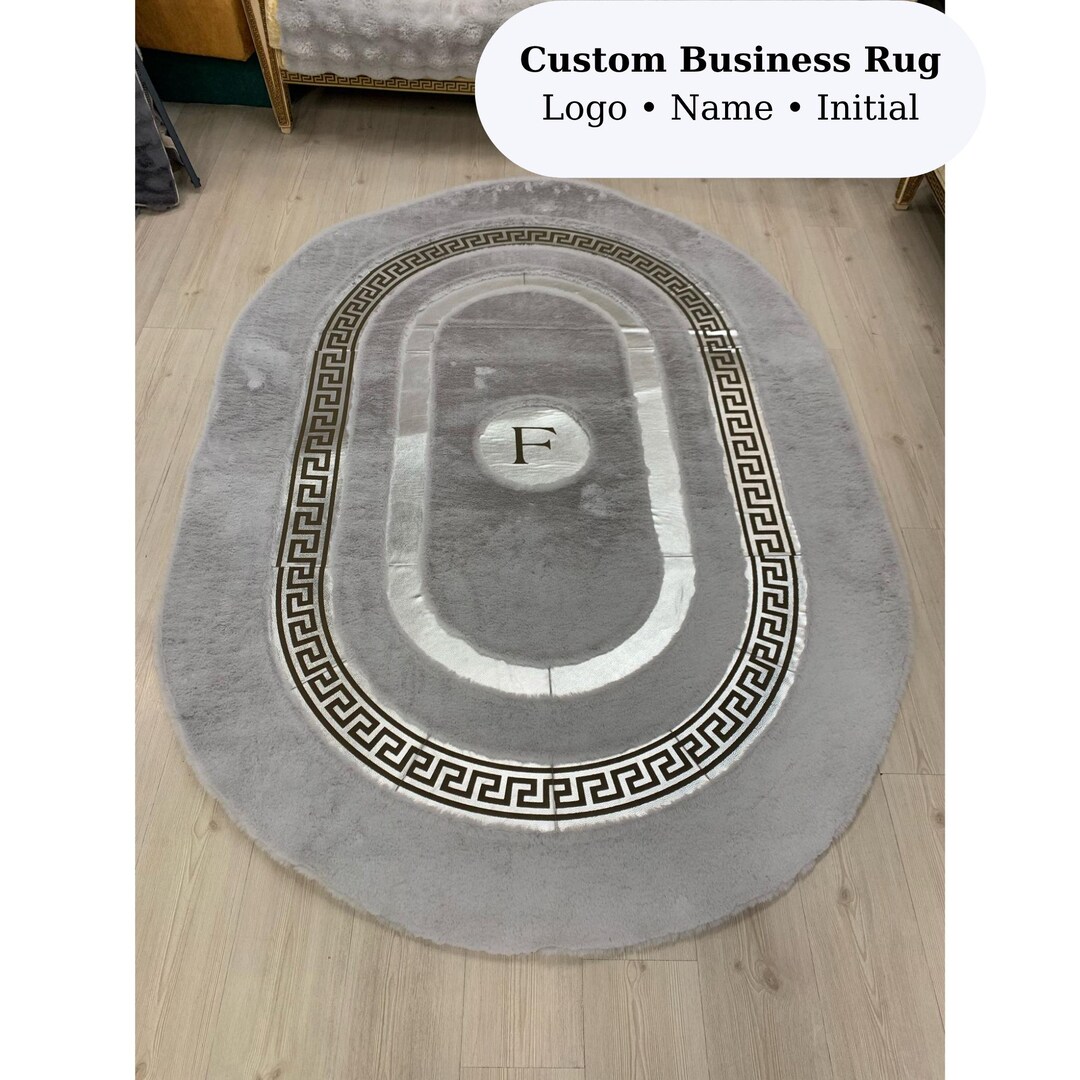 Custom Business Name & Initial Luxury Fur Rug - Etsy UK