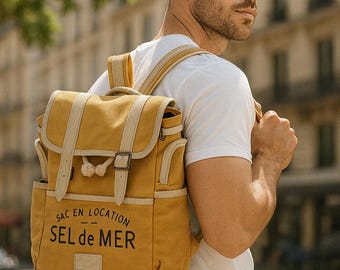 Vintage Inspired Canvas Backpack • Sel de Mer Explorer Bag