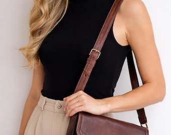 Leather Crossbody Bag Vintage Brown