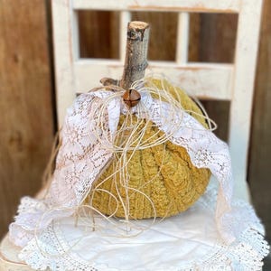 Fall Rustic Pumpkin, Fabric Pumpkins, Fall Basket, mustard/ yellow Pumpkin, Primitive Pumpkin, Farmhouse Pumpkin, Fall Farmhouse Country