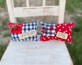 Rustic Fabric Flags, Farmhouse Cottage American Mini Flags, Old Glory Flag, Memorial Day Decor, 4th July decor, Tier Tray Decor, Hutch Flags