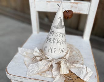 Vintage Halloween Witch Hat Decor: Hand-Painted Mantel Centerpiece