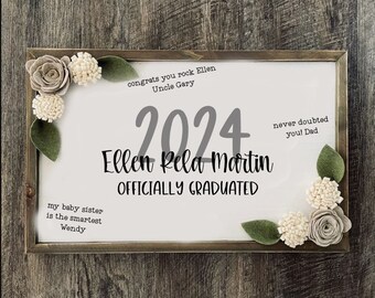 Floral Graduation Welcome Sign, Grad Party Welcome Sign, Custom Grad Party Decor, Class of 2024 decor, Graduation guestbook sign