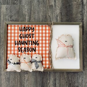 Happy ghost inquietante temporada, Farmhouse Halloween, Old Halloween Signs Vintage Halloween Primitive Fall Halloween ghost Retro Halloween Signs