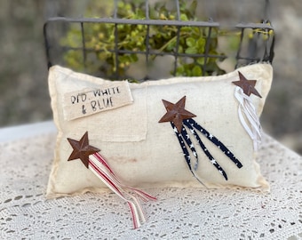primitieve patriottische Americana ster kussenkomvullers, 4 juli komvullers, primitief americana decor, primitief patriottisch vlagkussen