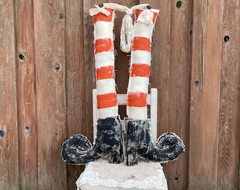 Primitive Witch Boots & Stocking Decor, Halloween Mantel Decoration, witch stockings, witch shoes, witch porch decor, handmade halloween