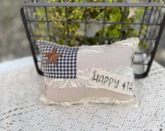 Patriotic Bowl Fillers Pillow Ornies, Vintage Americana Decor Patriotic Tiered Tray Fourth of July Decor we the people Americana flag pillow