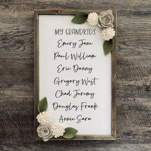 gift for grandparent,  grandkid names grandma gift grandpa, Custom Grandparent Sign with Grandkids Names, Gift for Mother-in-law,