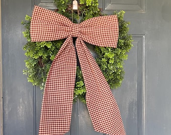 CHRISTMAS HEIRLOOM BOW, Stocking, tree, chair, door, or wreath bows, Christmas Tree Topper Rag Bow, Fabric Bow Ornament, Christmas Bow door
