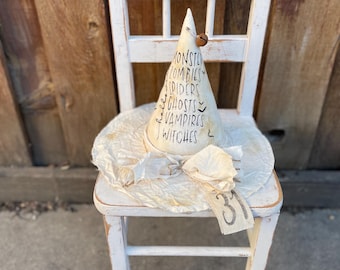 Primitive Halloween Witch Hat: Rustic Farmhouse Fall Decor