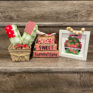 Watermelon decor, watermelon tiered tray, Summer tiered tray, Watermelon wood sign , farmhouse Watermelon bundle, pinic tiered tray decor