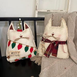 cat Christmas decor for whimsical home accents, Unique holiday gift for cat lovers, Funny Christmas cat figurine, Cat Lover gift for her
