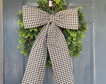 Handmade Plaid Christmas Bow, plaid Heirloom Holiday Bow, Christmas Tartan Plaid Wreath Sash, Rustic Cabin Garland, plaid bow tree topper