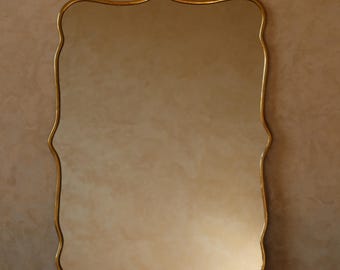 Handmade Organic Shape Brass Wall Mirror – Italian Design Elegance