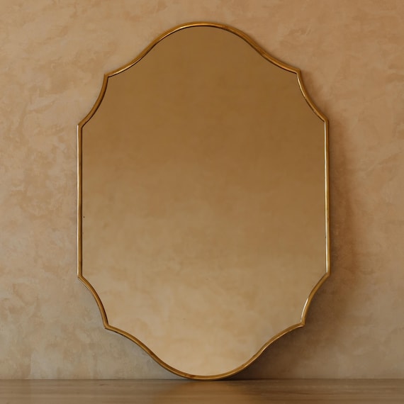 Handmade Organic Shape Brass Wall Mirror – Italian Design Elegance