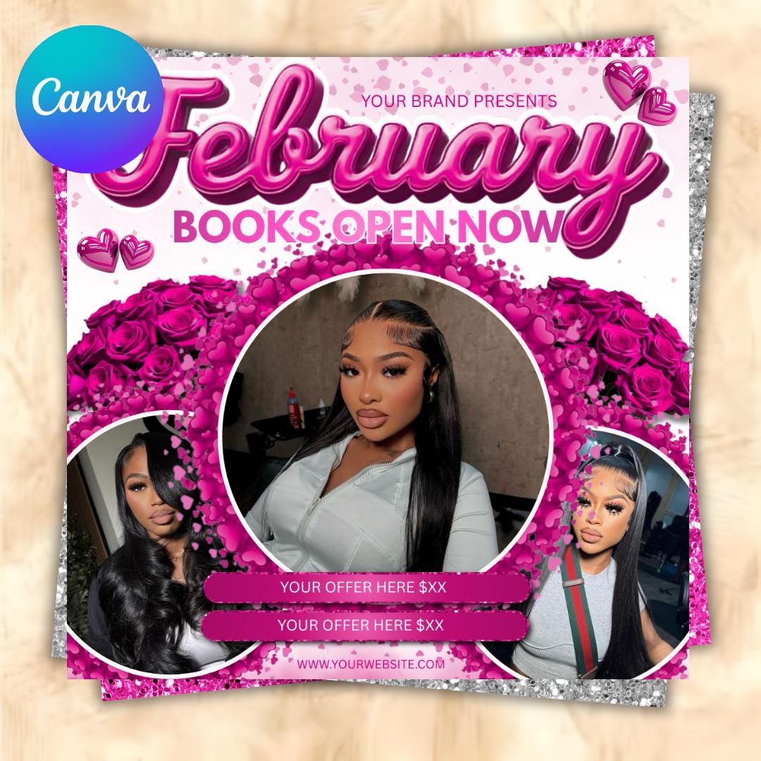 February Booking Flyer, Valentines Day Booking Flyer, February Booking ...