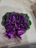 Purple Cluster Violet Flower Brooch with Ribbon and Veil