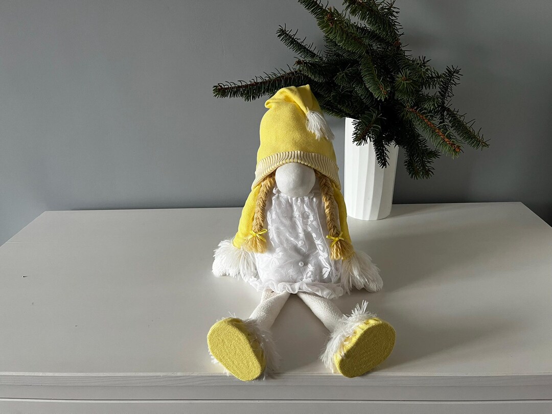 Handmade Pastel Yellow Nordic Gnome • Scandinavian Shelf Sitter Doll - Etsy