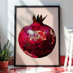 Disco Granatäpple Konsttryck – Djärv Frukt Väggdekoration