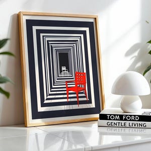 The Observer Surreal Art Print, Modernist Chair Poster, Statement wall decor, Optical Illusion Print image 6