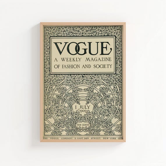 Vintage Vogue Poster – Neutral Fashion Magazine Cover Interior Wall Art