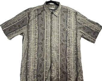 Vintage Burma Bibas Hawaiiskjorta Herr XL Bomull Lawn Tropical Resort