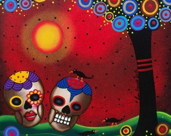 Needlepoint Canvas 14 or 18 count, By Lori Everett, Sugar Skulls, Day Of The Dead, DOD, Black Skys, Skulls, Mexican Art