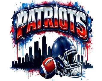 Patriots Football Street Art PNG | Game Day Sublimation Design (Digital Download)