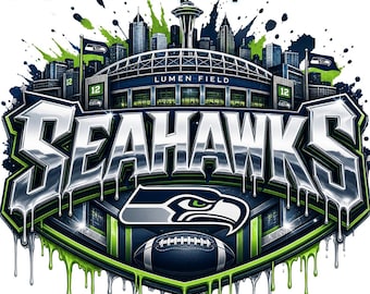 seahawks Football PNG | Drip grafitti Design, City Skyline (Digital Download)